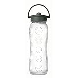 Lifefactory 22-Ounce BPA-Free Glass Water Bottle with Straw Cap & Silicone Sleeve, Transparent