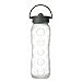 Lifefactory 22-Ounce BPA-Free Glass Water Bottle with Straw Cap & Silicone Sleeve, Transparent