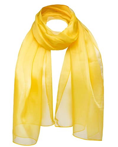 Cloud9Basic Leichter, weicher, klassischer, schlichter Chiffon-Schal aus durchsichtigem, halbopakem Stoff Damen Einheitsgröße Gelb