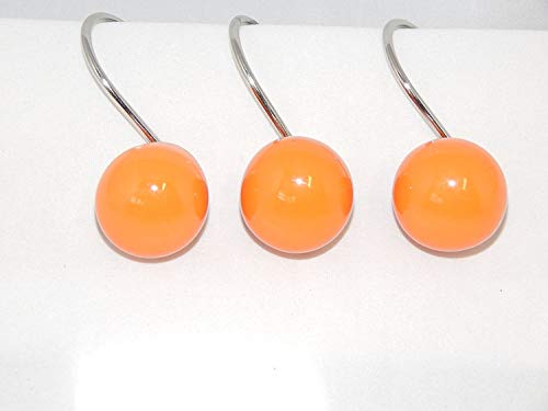 Orange Orbit 12 Shower Curtain Hooks Retro Ball Bath