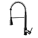 SHAMANDA Brass Kitchen Faucet High Arc Spring Kitchen Sink Faucet with Sprayer Single Handle Hole Pull Down Bar Sink Faucet Matt Black, L60001-7