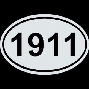 1911 oval vinyl Decal Sticker Gun Ammo Bullets, White