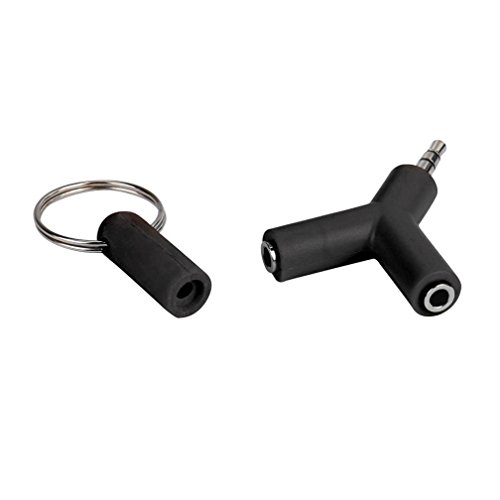 Sinwo Portable Audio Splitter Y Jack Male to 2 Female M/F 3.5mm Stereo Earphone (Black)
