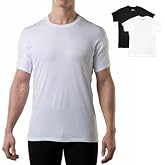 Men's Sweatproof Undershirt Cotton Crew, Original Fit, White &amp; Black, L | For heavy sweat protection; blocks sweat marks, yellow stains, and odor