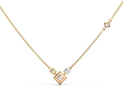 CaratLane Quad Triplet Diamond Necklace for Women 0.1 Carat (IJ-Color, SI-Clarity) in 14 K 