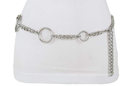 TFJ Women Silver Metal Chain Skinny Band Fashion Belt Hip Waist Ring Charms M L XL