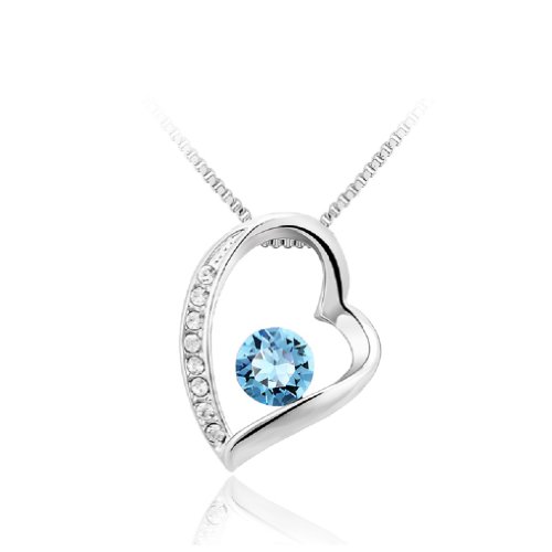 Cyber Monday Swarovski Crystal Elements Eternal Love Heart Necklace 18 March Birthstone Aquamarine Buy Online In Jersey At Jersey Desertcart Com Productid