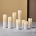 LampLust Slim Flameless Pillar Candles Set - Warm White LED Lights, Smooth Wax Finish, Assorted Sizes, Remote and Batteries Included - Set of 8