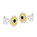 AeraVida Petite Yellow Sunflower Piercing Stacking .925 Silver Stud Earrings | Sunshine Earrings for Women | Fashion Jewelry