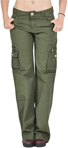 HSRKB Womens Cargo Pants High Waisted Loose Fit Pant with Muti Pockets