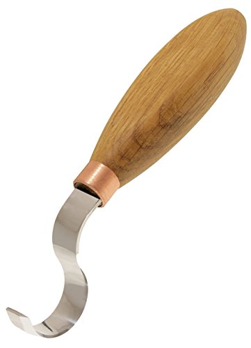 Hook knife Spoon carving tool Wood carving knife for bowl carving, kuksa carving Spoon carving Beaver Craft SK2 oak 1.2 Inches one sided razor-sharp (Hook Knife)