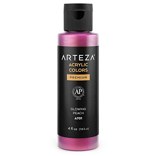Arteza Iridescent Acrylic Paint, A701 Glowing Peach , 118 ml Bottle