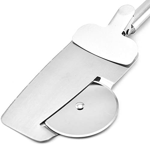 Arista 3 in 1 Stainless Steel Sharp Blade Pizza 4 Inch Wheel Cutter Shovel Tools Pie Slice Dishwasher Safe Serving Spatula Sharp Blades Dishwasher Safe