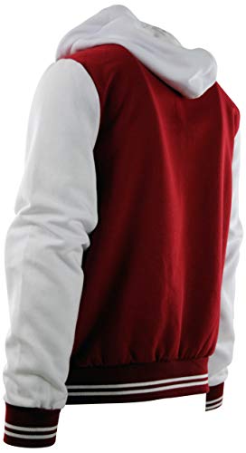 ChoiceApparel Mens Baseball Varsity Jacket with Detachable Hoodie (XL, 611-Red/White)