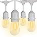 SUNTHIN Pack of 2 48ft LED Outdoor String Lights Patio Lights with White Cord 15 E26 Sockets 0.9 Watt 18 S14 Edison Bulbs 3 Spares Hanging Light Waterproof Wedding String Lighting
