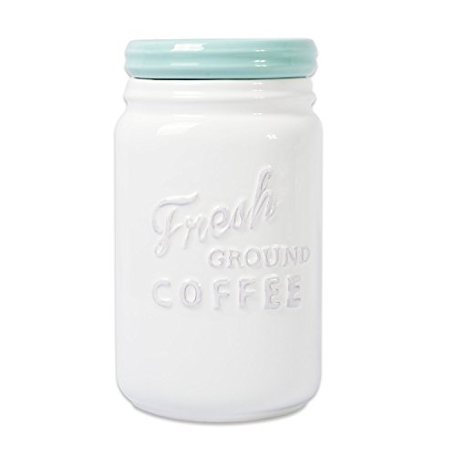 DII 2-Piece Vintage, Retro, Farmhouse Chic, Mason Jar Inspired Ceramic Kitchen Canister, Cookie Jar With Airtight Lid For Food Storage, Store Coffee, Cookies, Crackers, Chips and More - Aqua