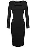 OUGES Womens Long Sleeve Unique Key-Hole Bodycon Dress