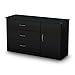 South Shore Libra 3-Drawer Dresser with Cabinet Door, Pure Black primary