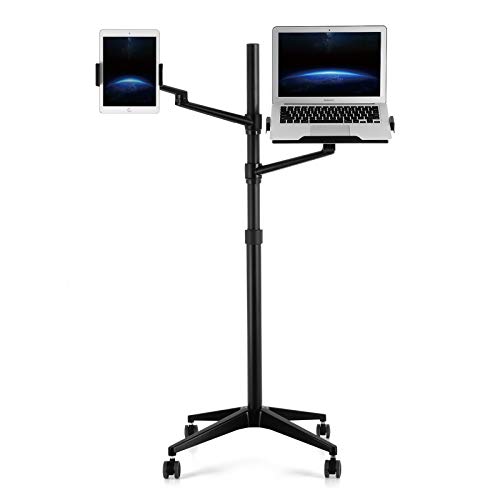 Upergo Tablet and Laptop Floor Stand with Wheels,2in1 Rolling Floor