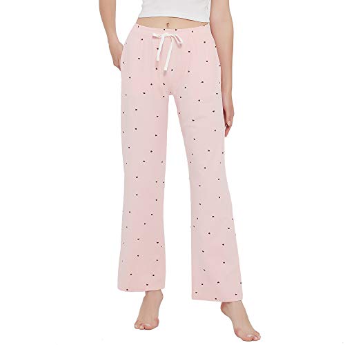 HEARTNICE Soft Pajama pants for women, Print Sleep Pants Lightweight Lounge Sleep Pj Bottoms(Pack of 1)（A-Pink-Heart, L）