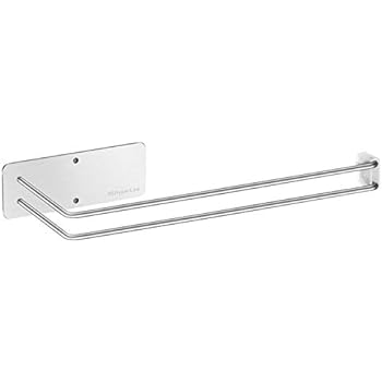 HLHyperLink Kitchen Paper Towel Holder - 304 Stainless Steel Large Rolls Papertowel Rack Under Cabinet and Wall Mount both Available in Adhesive and Screws