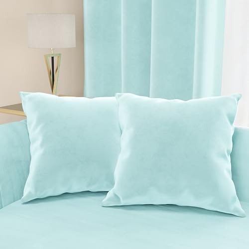 PETTI Artigiani Italiani - Velvet, Cushion for Bedroom, Sofa and Living Room, Cushion Cover, Light Blue, 2 Pieces - 80 x 80 cm