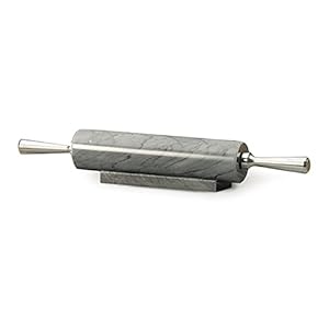 RSVP International Grijze marmeren deegroller voor bakken en staan, 10″ | Ontworpen om gebakdeeg koud te houden | Fondant, taartkorst, koekjes, gebak, pasta, pizzadeeg, koekjes