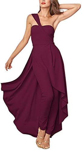 GIKING Women's Off Shoulder High Waisted Long Sleeve Wide Leg Rompers and Jumpsuits