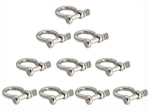 Cosmos ? 10 PCS 3/8 inch Silver Color Stainless Steel Bow Shackles with Cosmos Fastening Strap by Cosmos