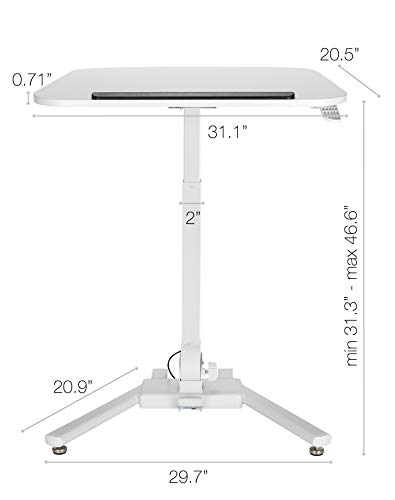 TechOrbits Mobile Standing Desk, Laptop and Computer Stand Height Adjustable Lectern, Folding Computer Table Pneumatic Sit Stand Rolling Stand Up Cart Workstation