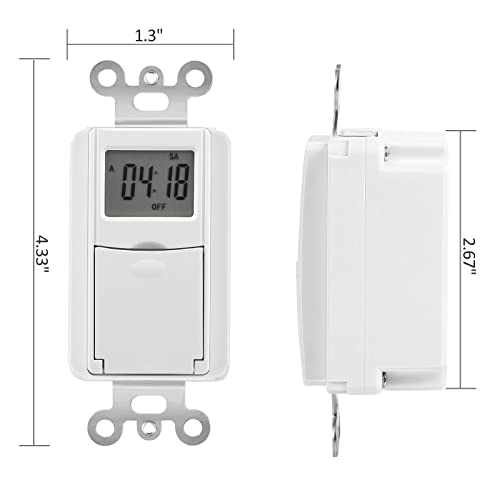 DEWENWILS Indoor in Wall Timer Switch for Light, 7 Day, 7 ON/Off Settings, DST RDM Mode