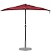 Sundale Outdoor 9 Feet Steel Half Umbrella Table Market Patio Umbrella with Crank and Strap for Garden, Deck, Backyard, Pool, 5 Steel Ribs, 100% Polyester Canopy (Red)
