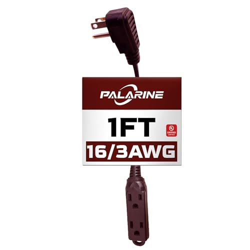 PALARINE Flat Plug Extension Cord 3 Outlets
