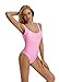 MIAIULIA Women's Retro 80s/90s Inspired High Cut Low Back Padding One Piece Swimwear Bathing Suits