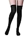 HASLRA Women's Solid Over The Knee High Socks 1 Pairs (Black)