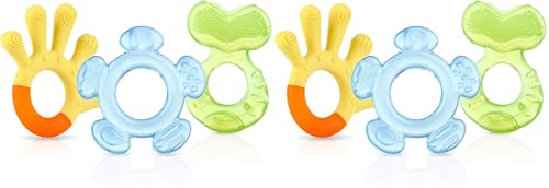 Nuby Three Step Teether Set | 6 Pack | 3m+ | Soft and Hard Teething Surfaces