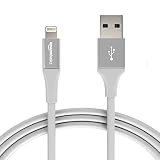 AmazonBasics USB A Cable with Lightning Connector, Premium Collection - 6 Feet (1.8 Meters) - Single - Silver