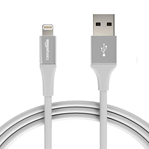 AmazonBasics USB A Cable with Lightning Connector, Premium Collection - 6 Feet (1.8 Meters) - Single - Silver