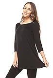 Free to Live Women's Extra Long Flowy Elbow Sleeve Jersey Tunic Made In USA (1X, Black)