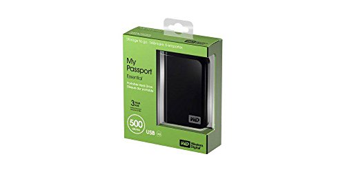 WD My Passport Essential 500 GB USB 2.0 Portable External Hard Drive (Midnight Black)