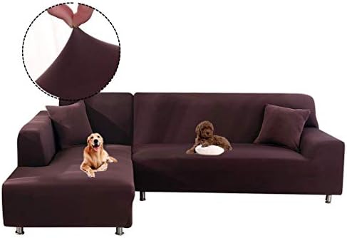 Obokidly Pet L Shape Sofa Covers Sectional Sofa Cover Jacquard Polyester Spandex Fabric Stretchy Slipcovers for L-Shape Couch (Coffee, L-Shape 3+4 Seats)