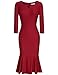 MUXXN Women's 1960s Retro Midi Sheath Office Casual Dress (Burgundy M)