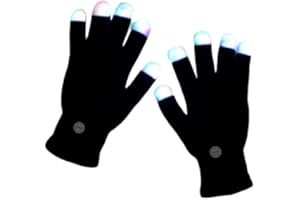 LED Gloves for Adults Children, Light Up 3 Colors Strobe Fingertips Lighted Gloves, for Raves Disco Festivals Party Favors