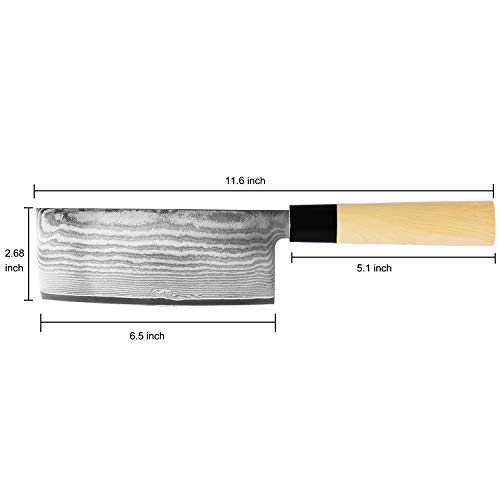 NASATER Deli Knife 6.5 Inch Damascus 9CR Japanese Super Steel Asian Knives for Home and Kitchen