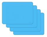 Gasare, Silicone Placemats, Kids Placemats, Non-slip Waterproof, Very Flexible Silicone, Assorted Colors, Size 16 x 12 Inches, Set of 4,Blue