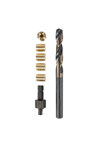 E-Z LOK 400-624 Threaded Inserts for Wood, Installation Kit, Brass, Includes 3/8-24 Knife Thread Inserts (5), Drill, Installation Tool