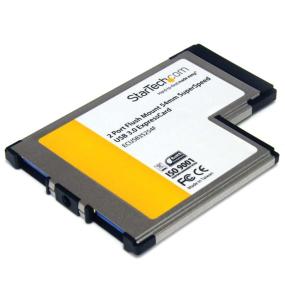 2 Port Flush Mount ExpressCard 54mm SuperSpeed USB 3.0 Card Adapter with UASP Support