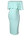 MissQee Women's Maternity Dress Off Shoulder Casual Maxi Dress (S, Mint1)