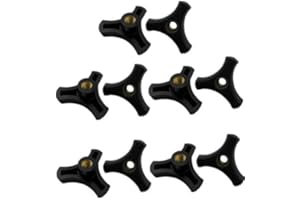 NIAIMEI 3/8"-16 Three Prong Wing Nut 2 inch Black Plastic Knob Diamete with Through Brass Insertr (Qty of 10)