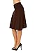 Womens Basic Solid Stretch Fold-Over Flare Midi Skirt (Brown-M)